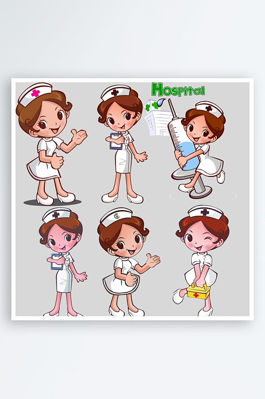 卡通手绘白衣天使医生护士医疗行业人物