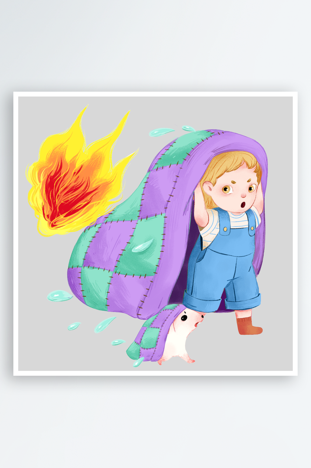 卡通消防人员车辆灭火器消防器材防火安全图素材