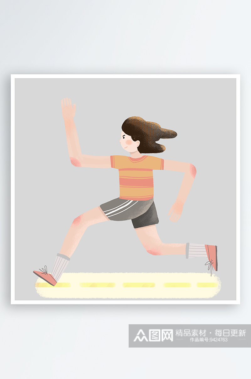 卡通人物奔跑冲刺跑步健身锻炼活动上班素材素材
