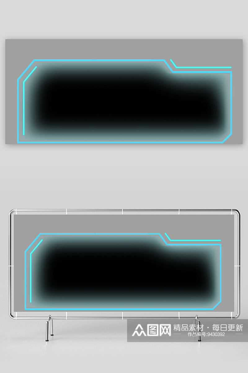 科技方形边框智能云计算科幻HUD发光素材素材