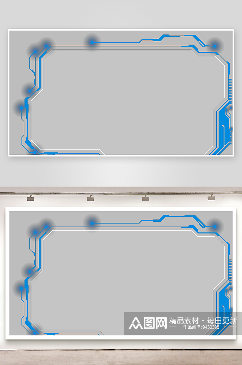 科技方形边框智能云计算科幻HUD发光素材素材