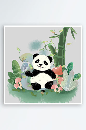 卡通国宝大熊猫水墨国潮熊猫动物PNG
