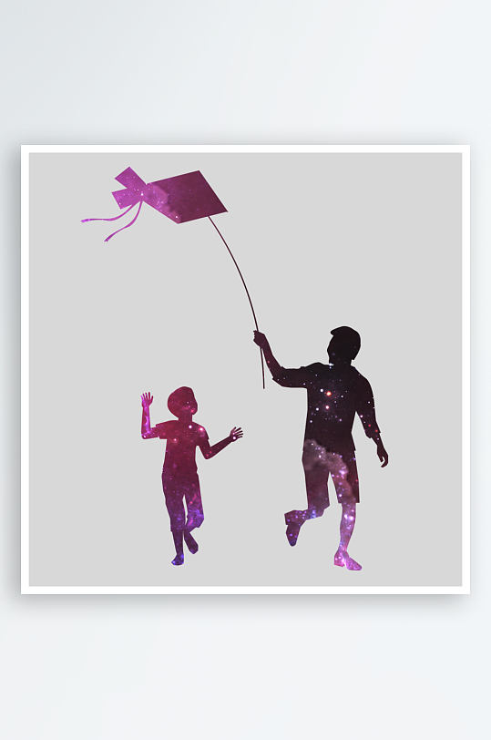 卡通人物儿童放风筝纸鸢春天踏青出游PNG