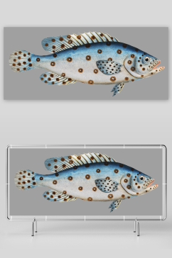 复古手绘海洋鱼类海鲜海鱼手账贴纸插图素材