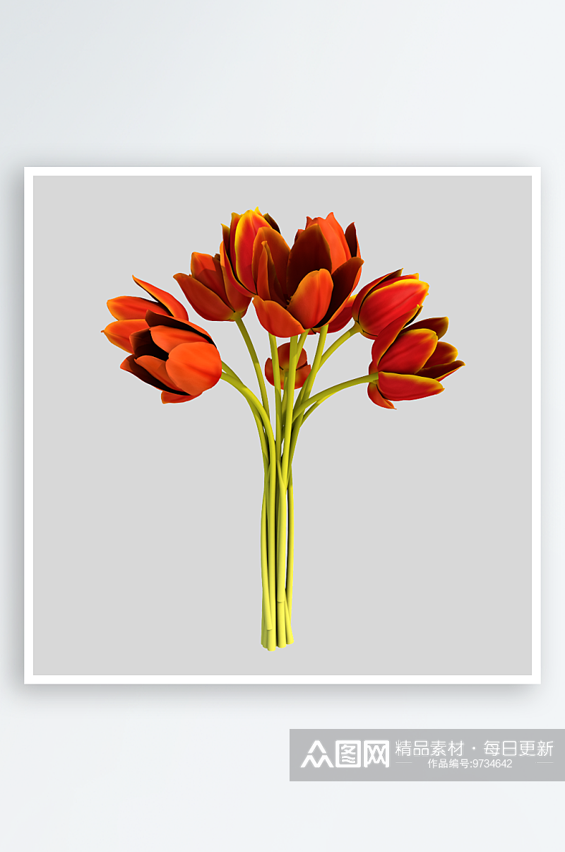 卡通手绘郁金香花朵花卉背景PNG免抠素材素材