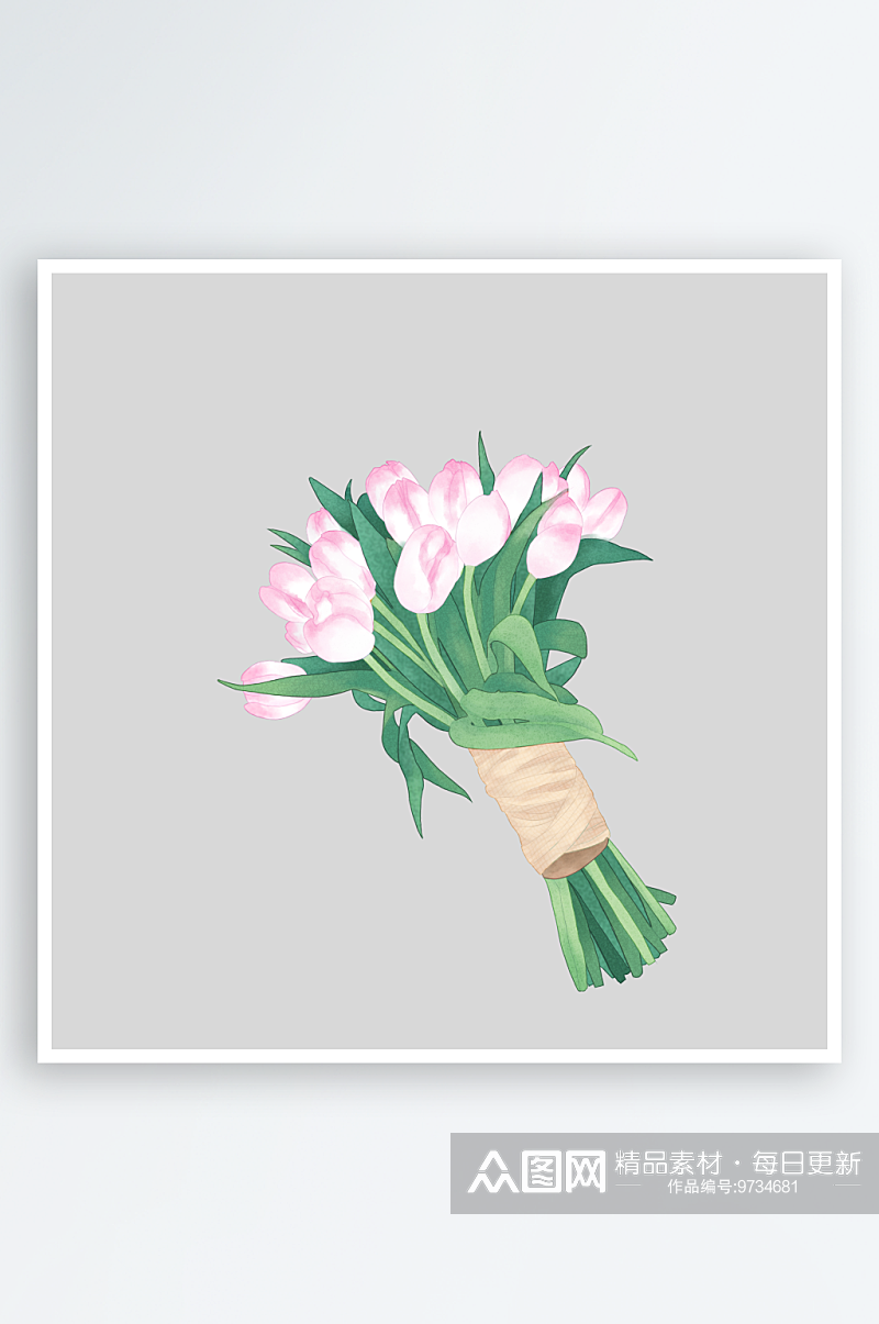 卡通手绘郁金香花朵花卉背景PNG免抠素材
