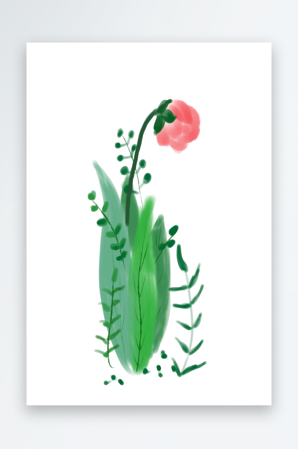 卡通手绘郁金香花朵花卉背景PNG免抠素材素材
