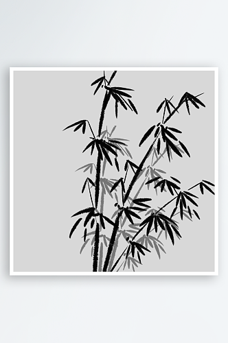 中国风黑色水墨山水竹子竹叶PNG水墨素材