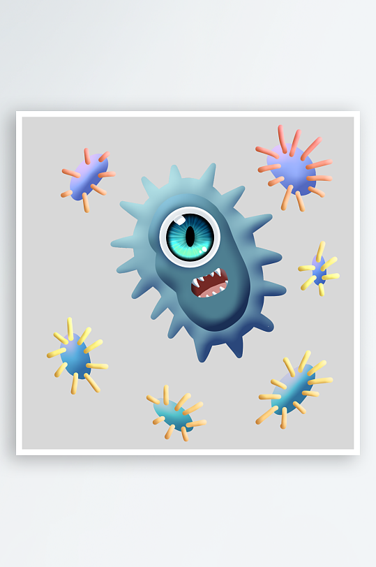 生物医学卡通流行病毒细菌细胞基因医疗素材