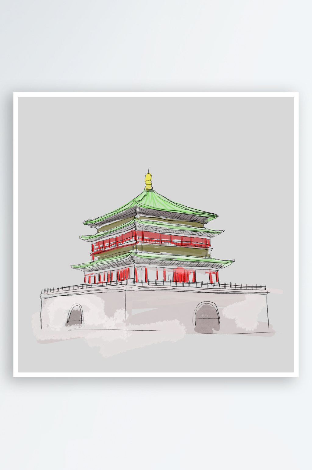 西安旅游地标建筑古都长安插图PNG素材素材