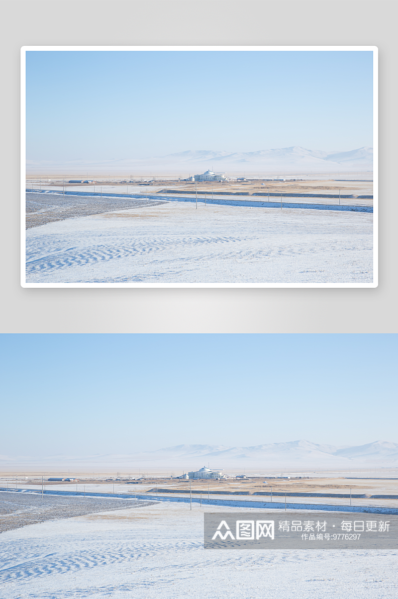 冬季内蒙古平原风光素材