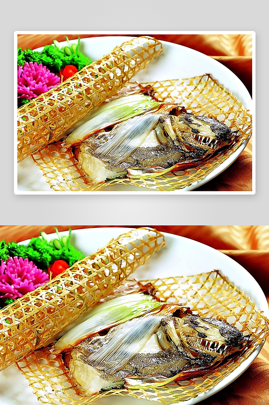 京葱深海鱼头餐饮菜谱菜品高清图片素材
