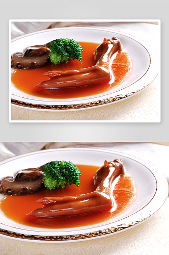 燕鲍翅鲍汁花菇扣鹅掌餐饮菜谱菜品高清图片