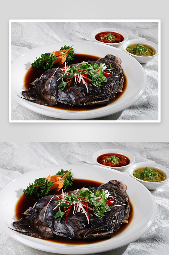 清蒸深海鱼头餐饮菜谱菜品高清图片素材