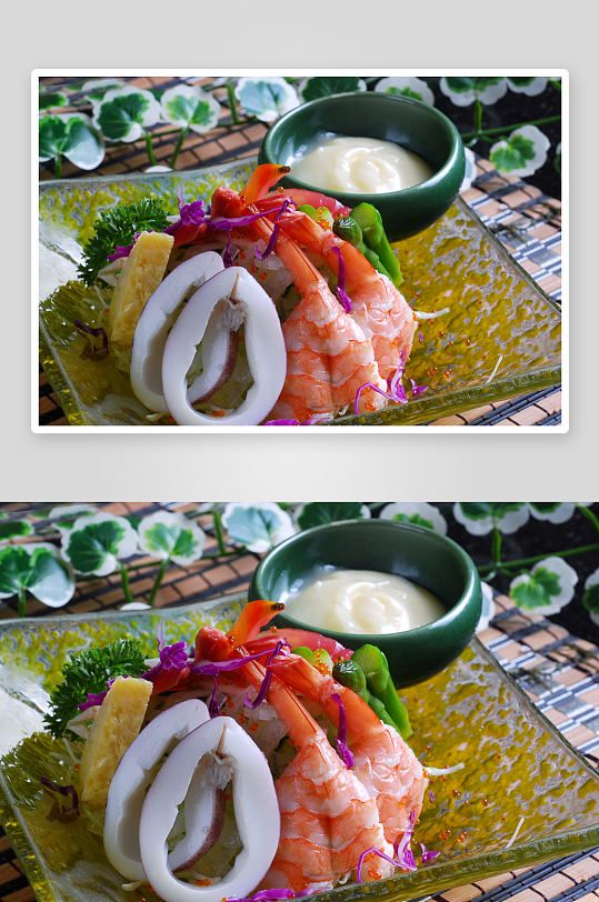 海鲜综合沙拉餐饮菜谱菜品高清图片素材