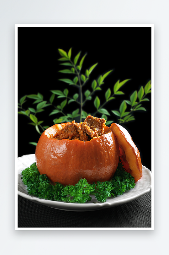 热金瓜蒸排骨餐饮菜谱菜品高清图片素材