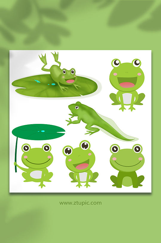 卡通青蛙动物元素插画