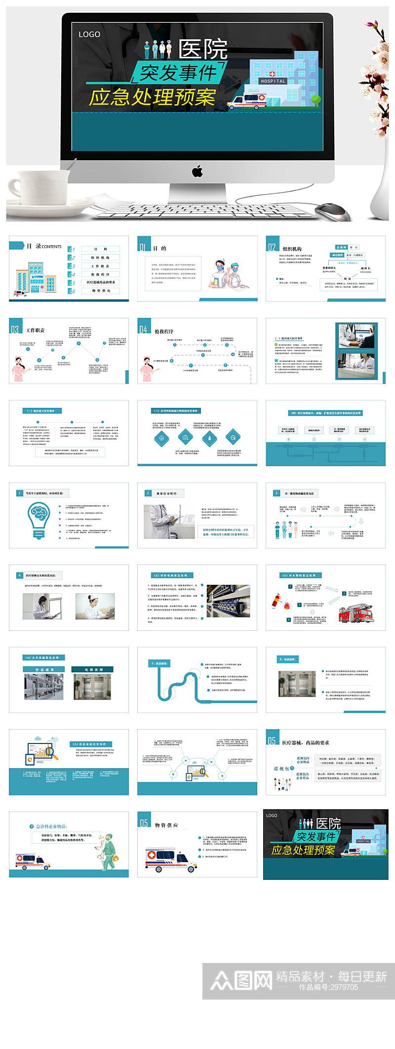 医院突发事件应急处理预案PPT模板素材