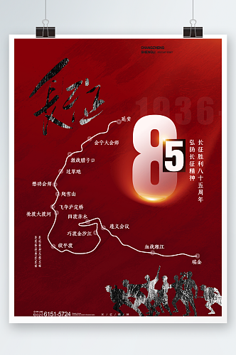 红色长征胜利85周年纪念日宣传海报