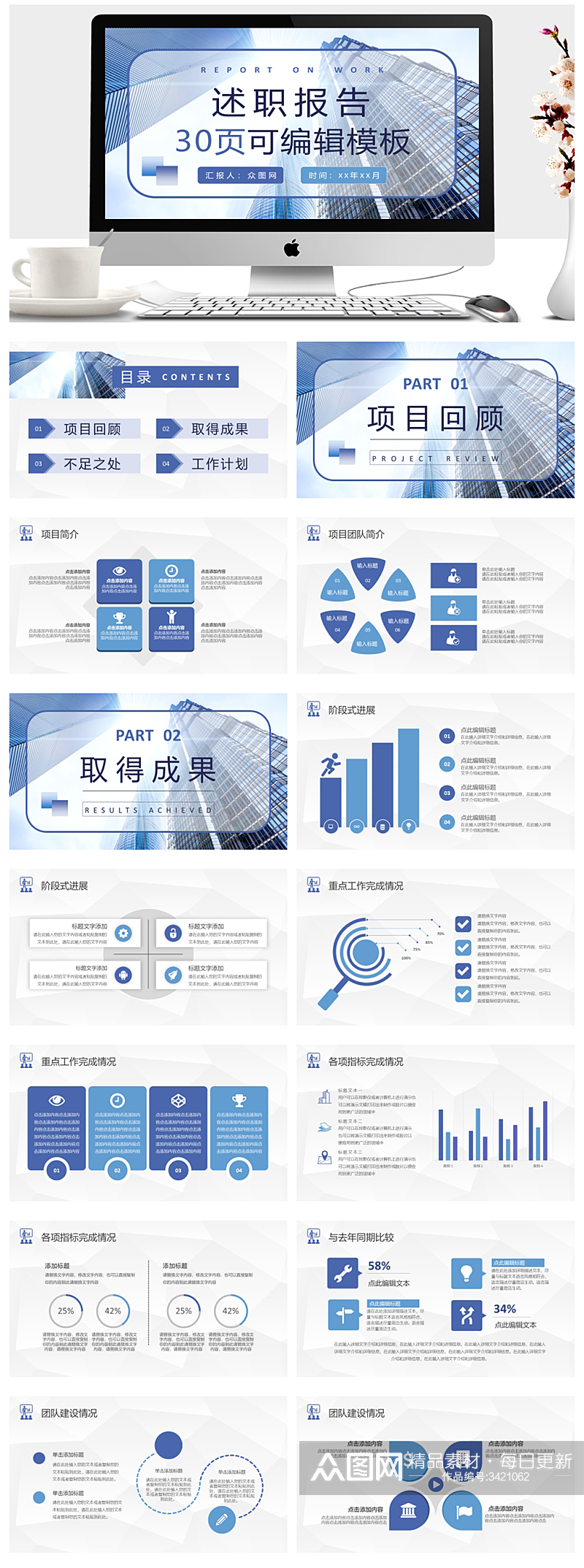 企业员工岗位述职报告演讲PPT素材