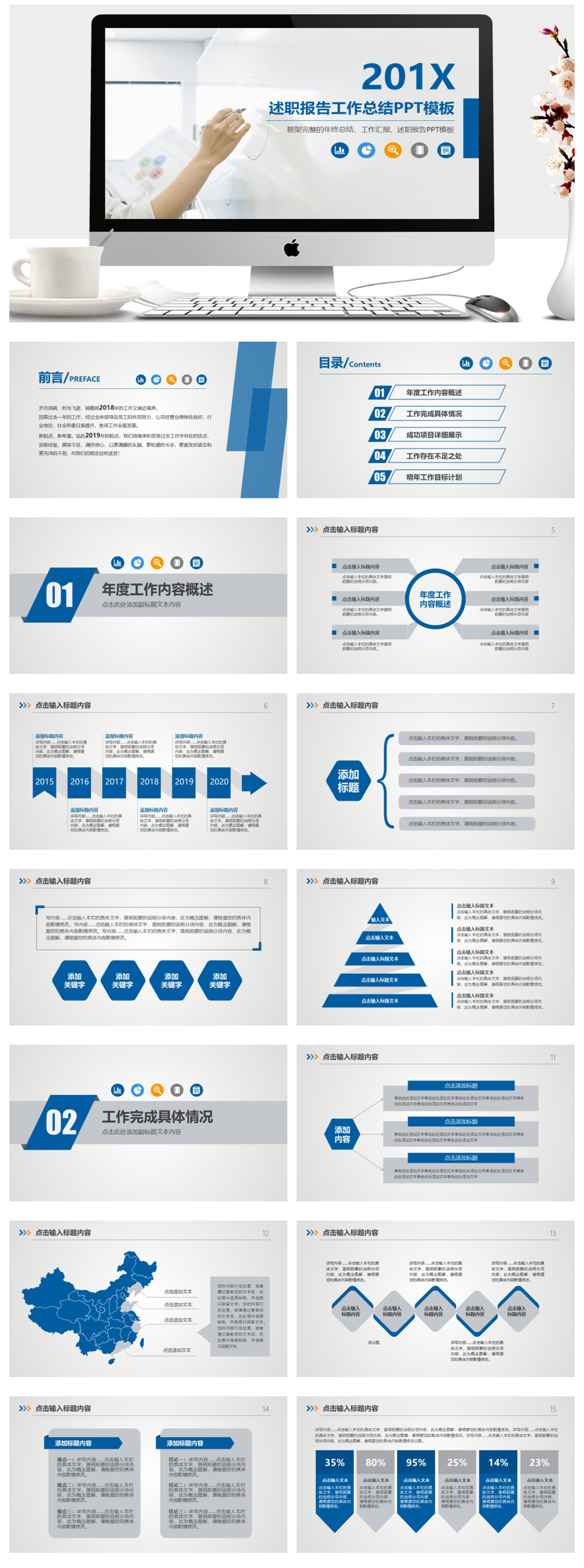 实用个人总结述职报告工作总结PPT素材