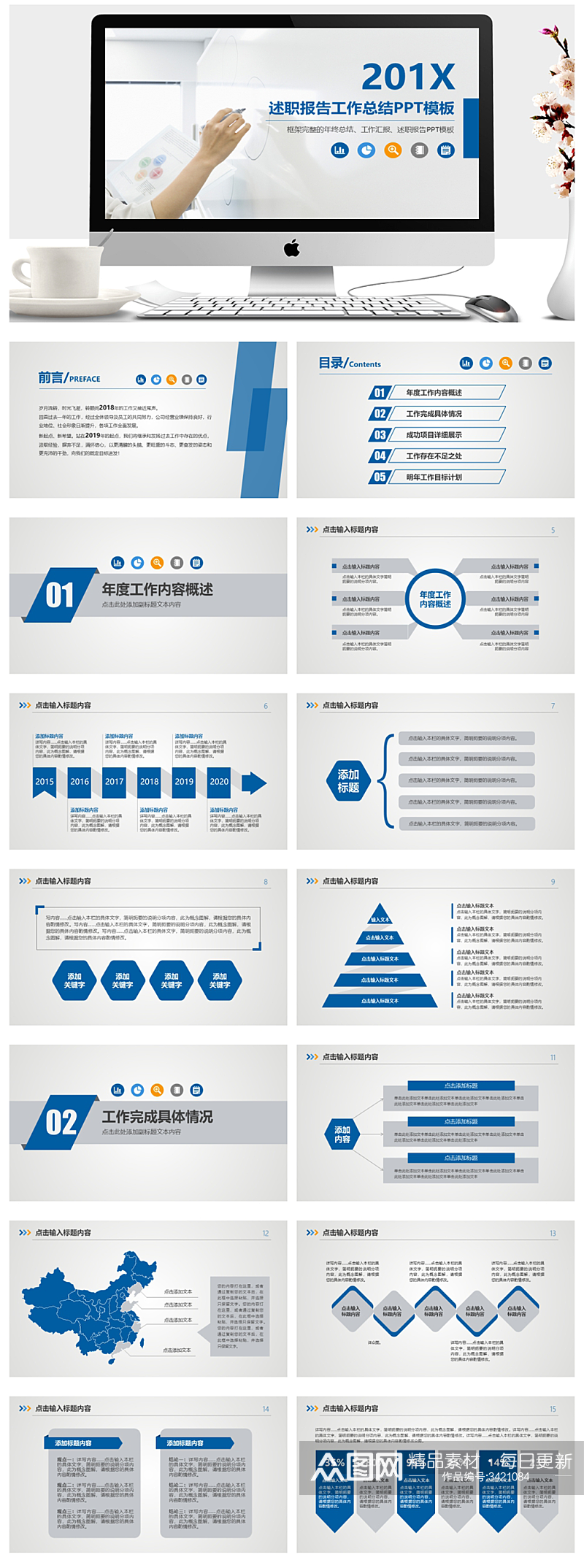 实用个人总结述职报告工作总结PPT素材