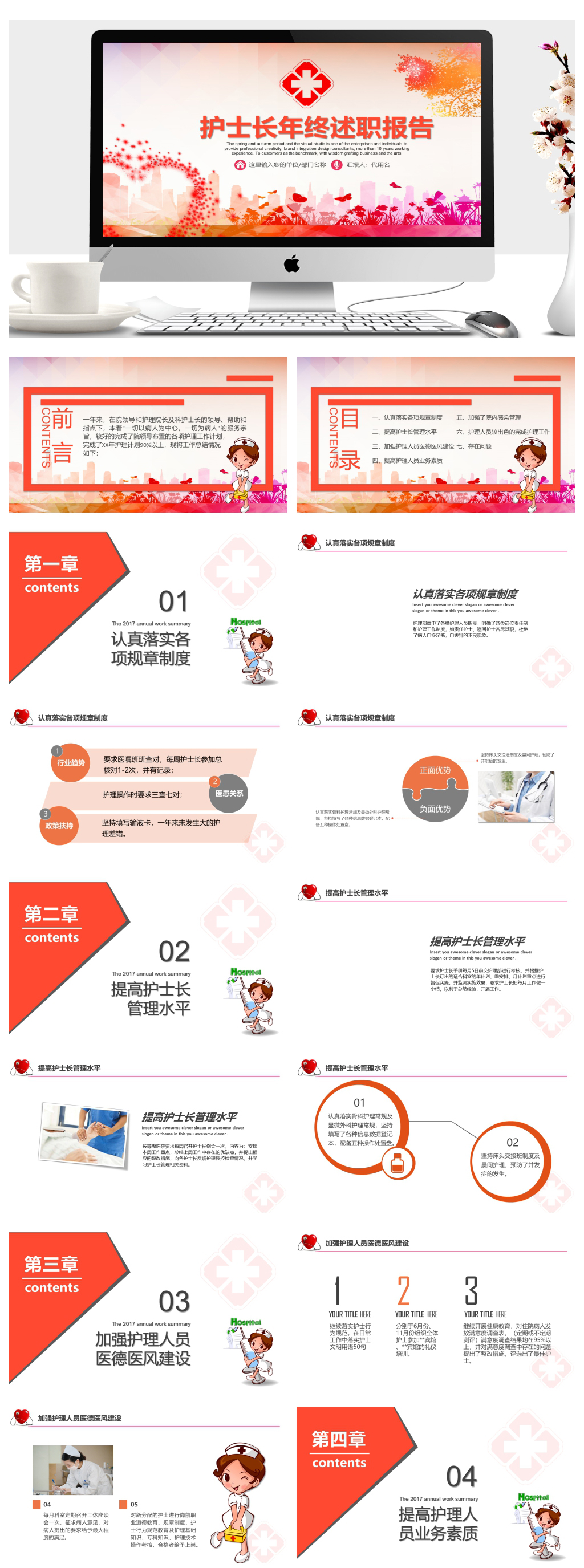 汇报简洁动态护士长年终述职PPT素材