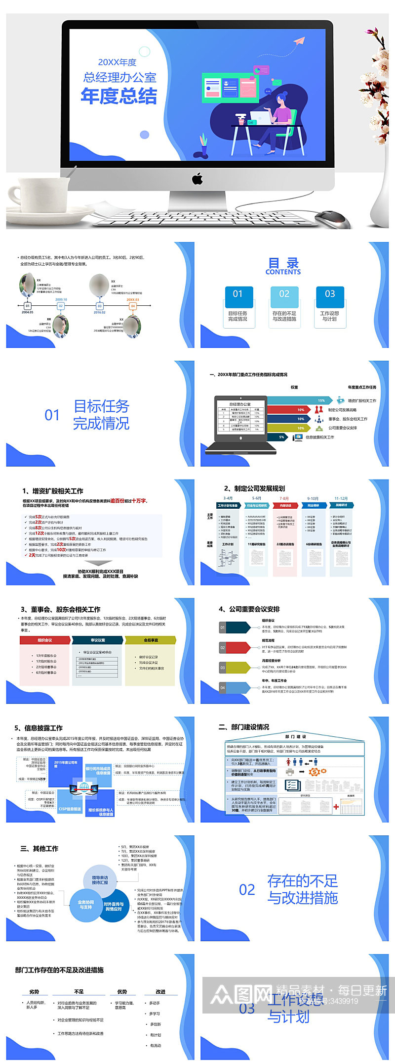 紫色商务风格总经理汇报PPT素材