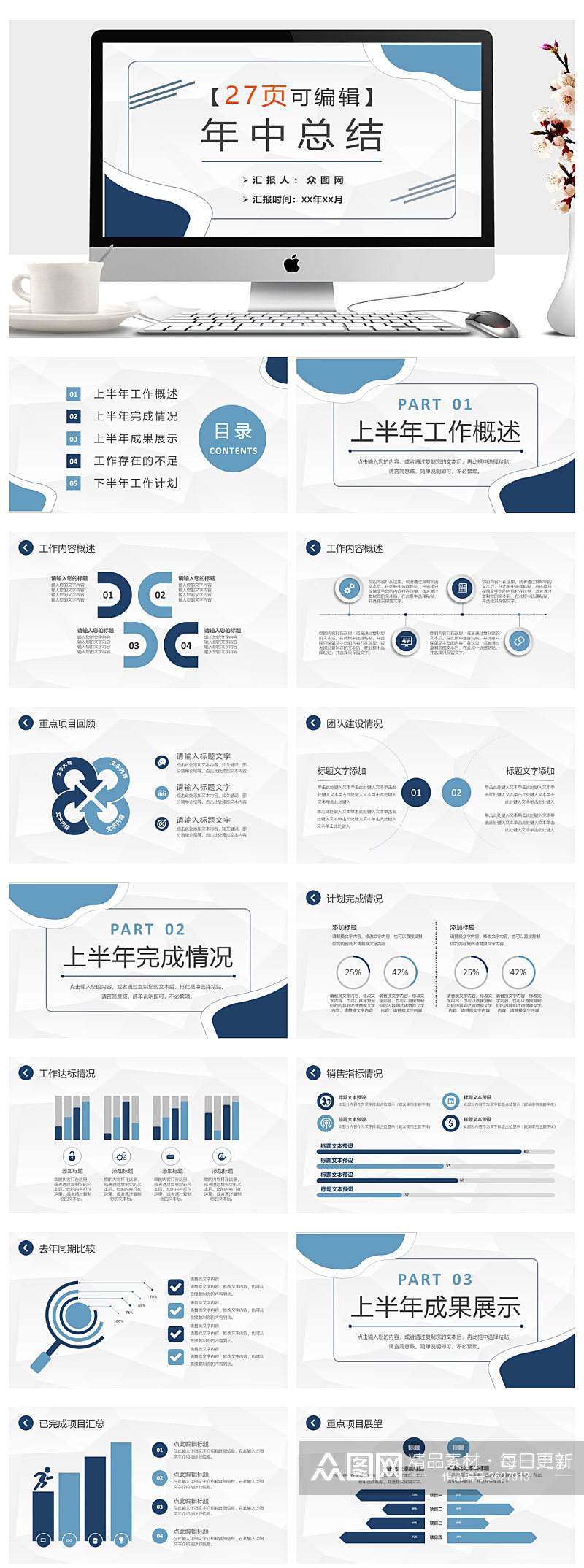 财务年终总结年中工作总结汇报PPT素材