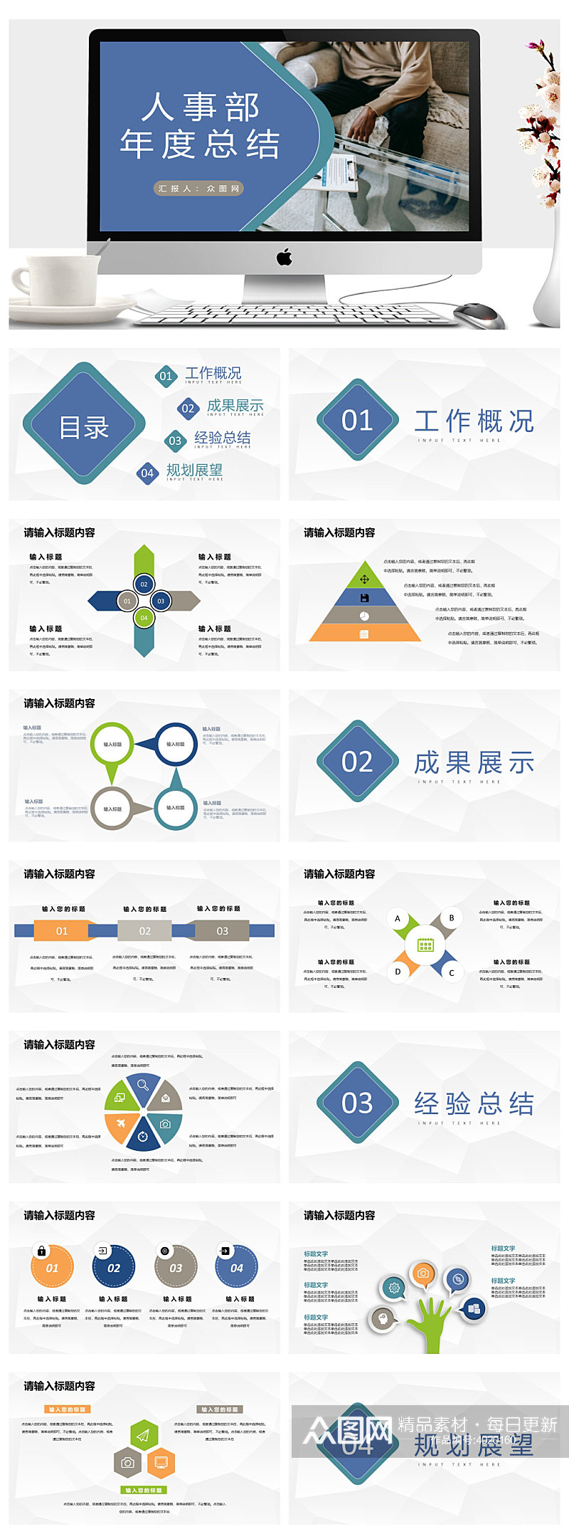 事部年度工作总结计划事工作成果汇报PPT素材