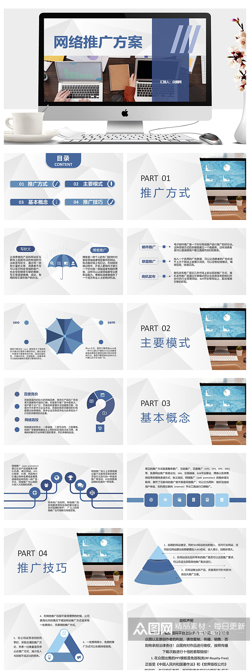 行络推广方案络运营策划工作汇报PPT素材