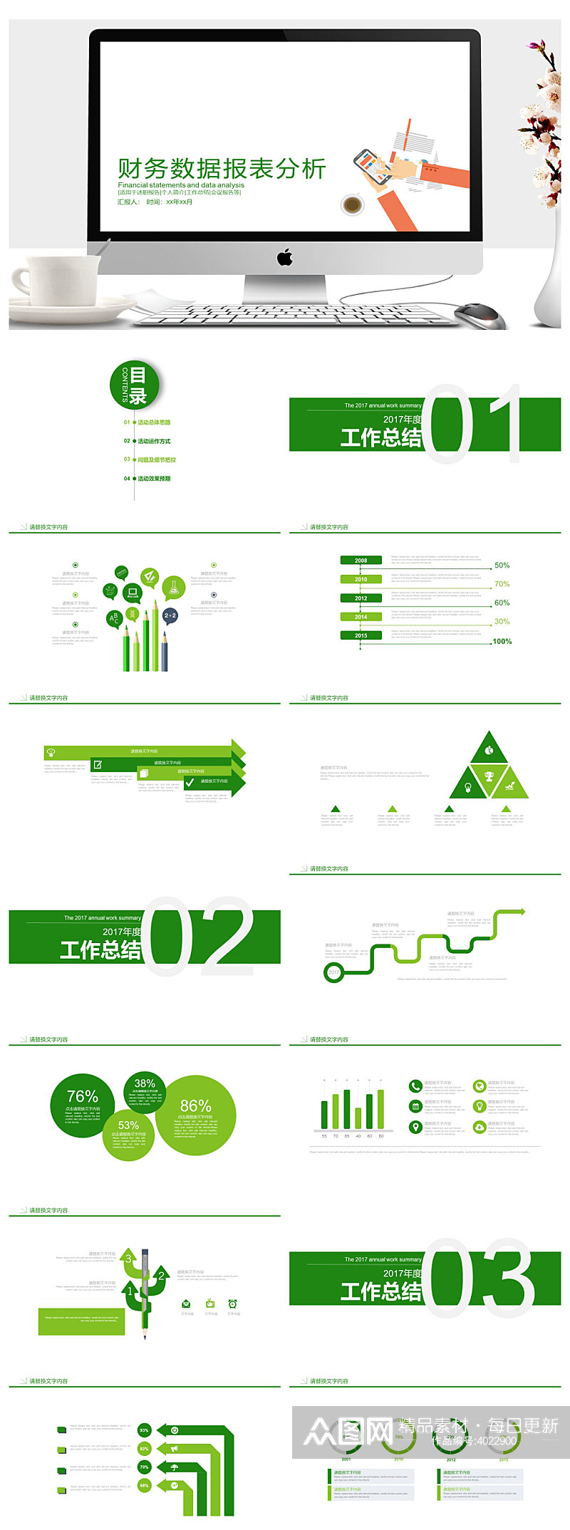 财务数据报表分析年终工作总结PPT素材