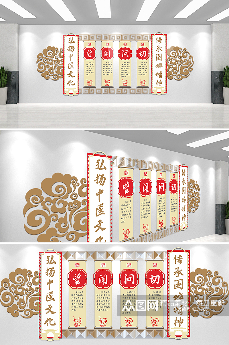中国风中医文化养生文化墙素材