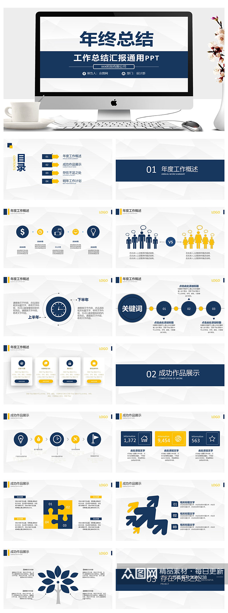 完整框架年终作总结ppt素材