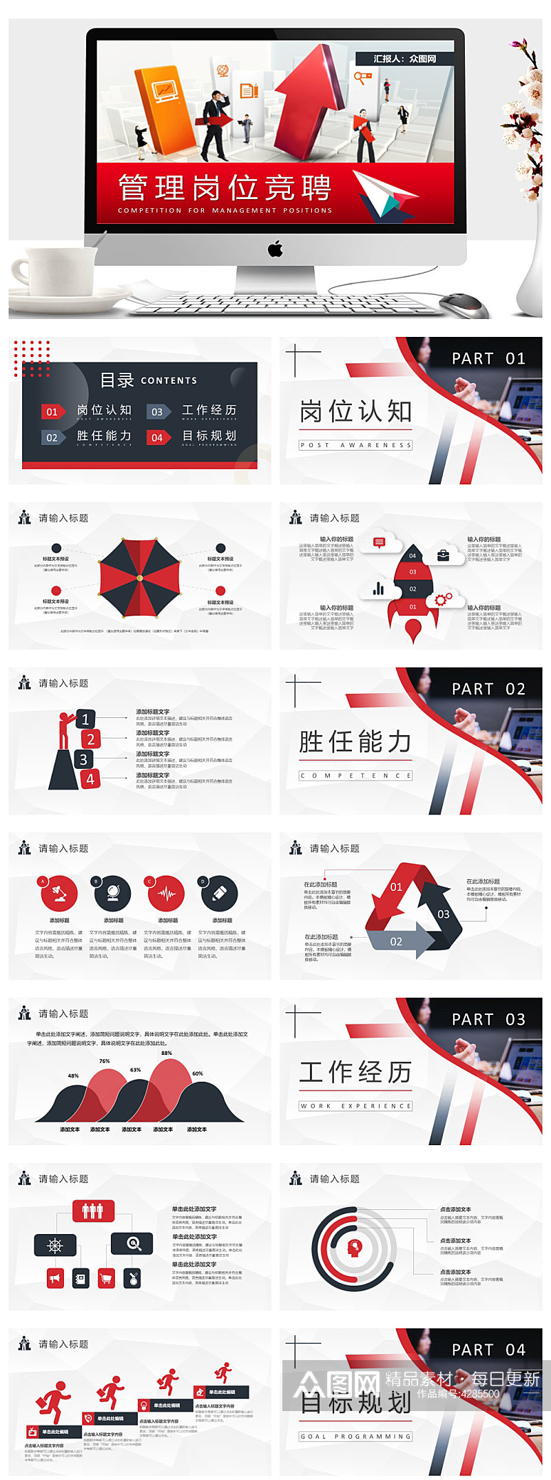 销售管理岗位竞聘工作总结PPT素材