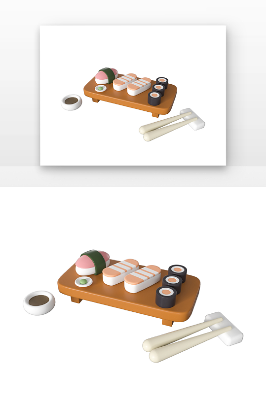 D卡通美食寿司立体元素-众图网