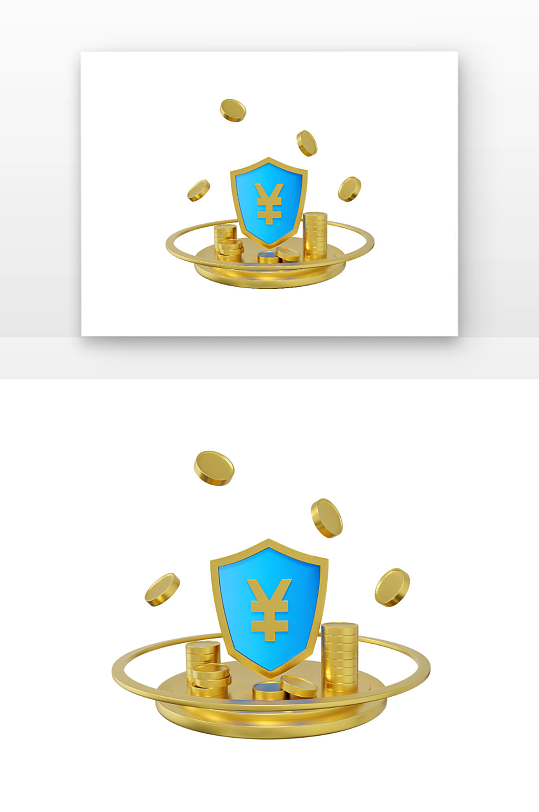 D金融理财保险金币钱币金盆聚宝盆-众图网