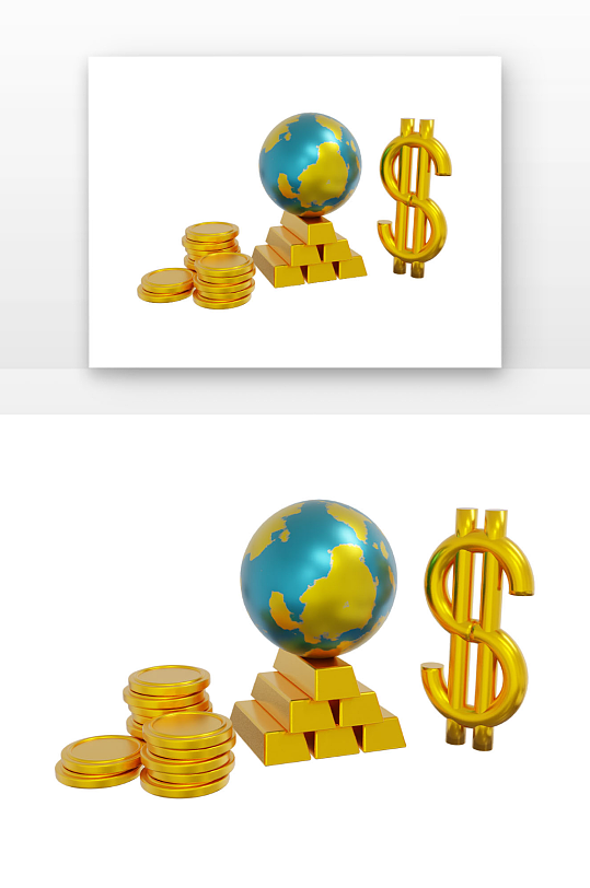 D金融金币货币人民币钱币符号地球