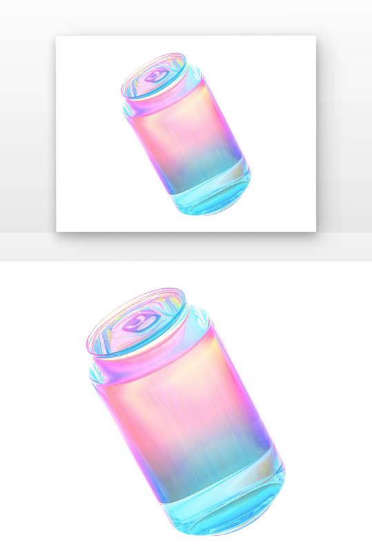 D立体粉色酸性玻璃风格易拉罐元素