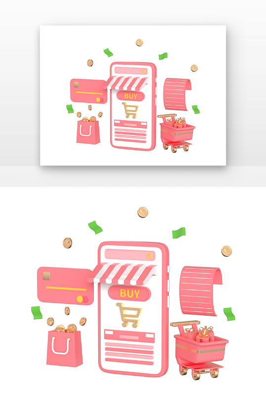 D立体电商手机购物元素-众图网