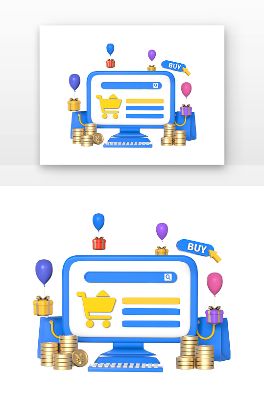 D立体电脑购物元素-众图网