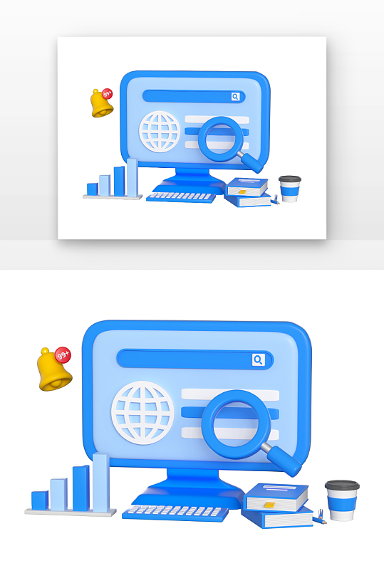 D立体电脑办公网络信息元素-众图网