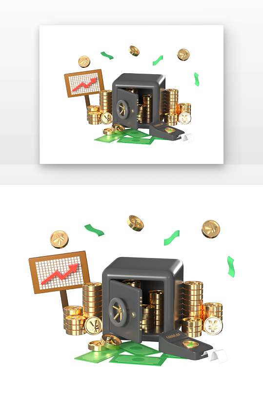 D立体保险柜金融理财元素-众图网