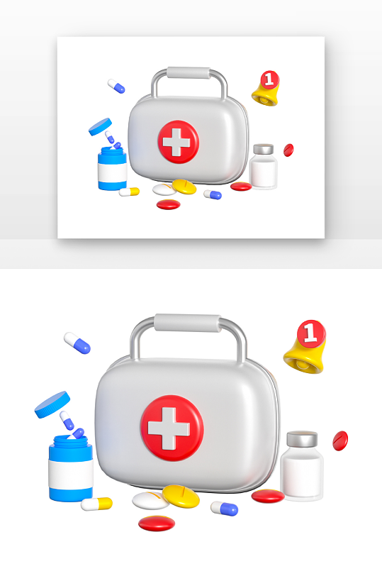 D立体办医疗家用药箱元素-众图网