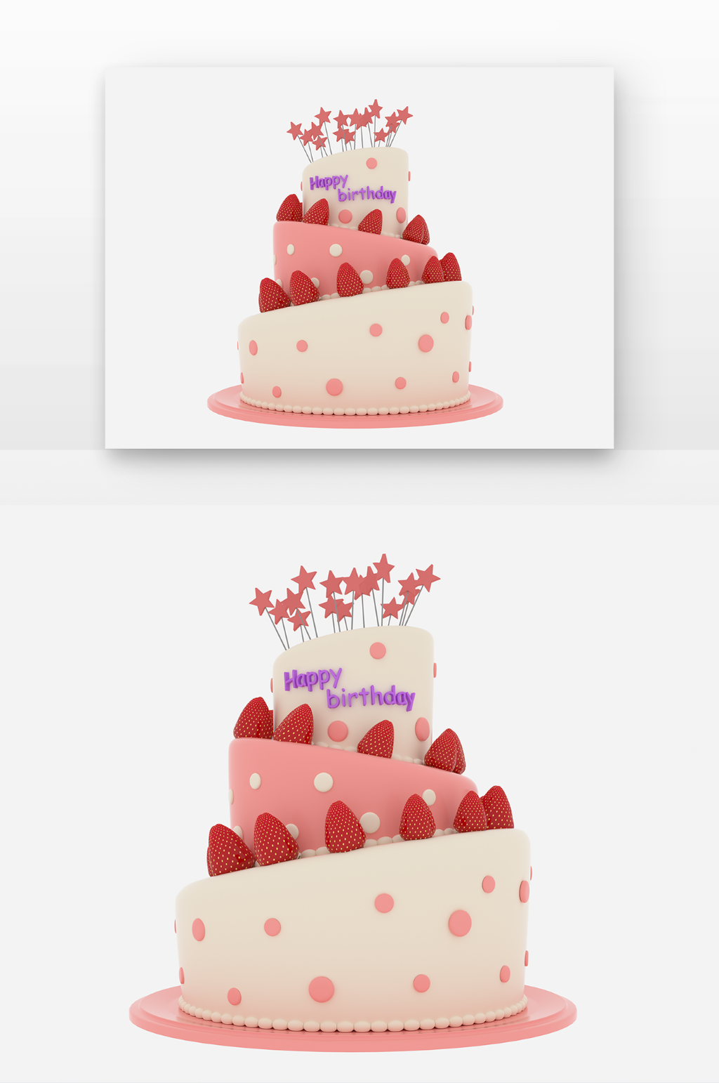立体生日蛋糕元素D建模素材