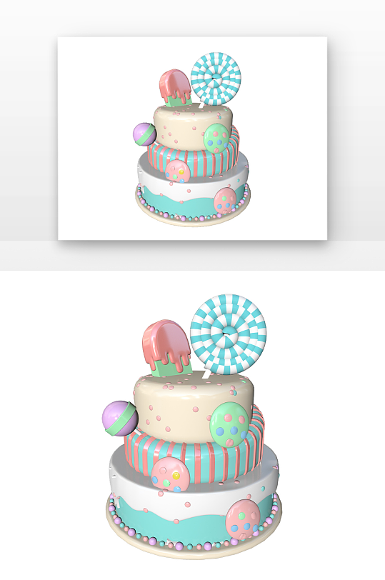 立体生日蛋糕多彩糖果冰淇淋蛋糕