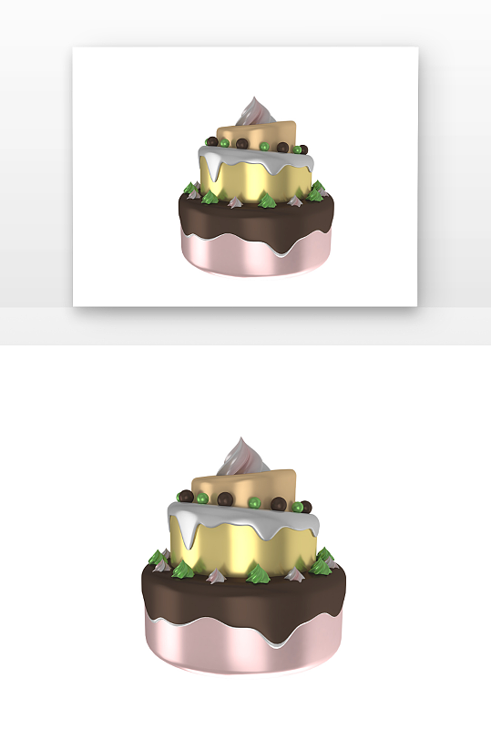 立体三层蛋糕美食D渲染元素-众图网