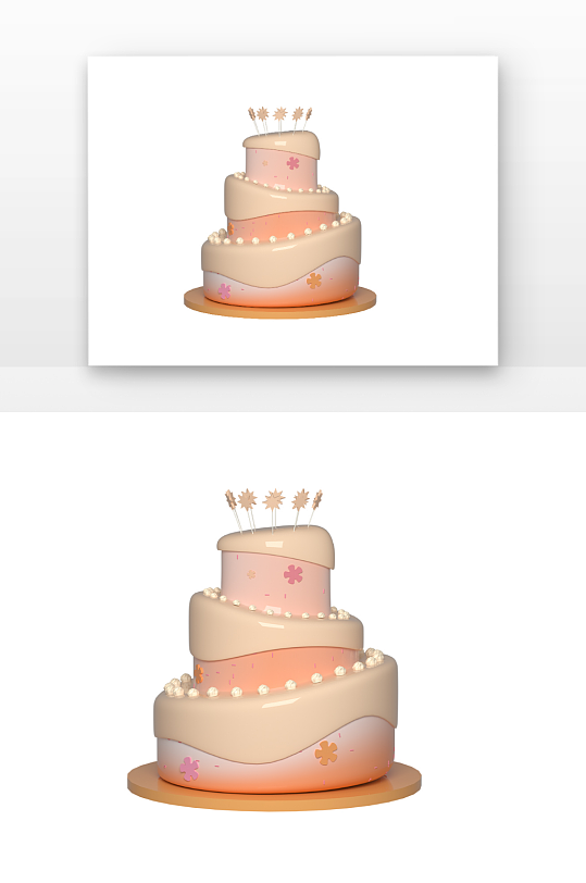 立体美食可口粉色系蛋糕D元素-众图网