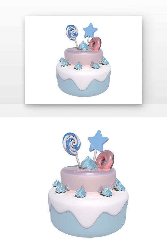 立体两层蛋糕美食D渲染元素-众图网