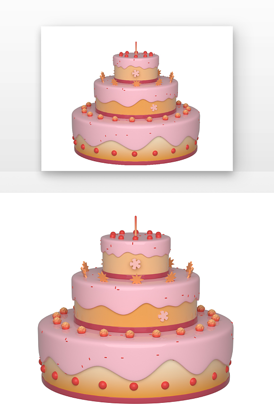 立体可口美食圆形蛋糕D元素-众图网